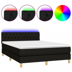 Boxspringbett mit Matratze & LED Schwarz 140x190 cm Stoff