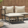 Gartenhocker mit Beige Kissen Poly Rattan