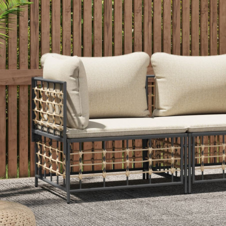 Garten-Ecksofa mit Beige Kissen Poly Rattan