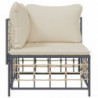 Garten-Ecksofa mit Beige Kissen Poly Rattan