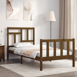 Massivholzbett mit Kopfteil Honigbraun 90x200 cm