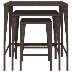 Satztische 3 Stk. Braun Poly Rattan