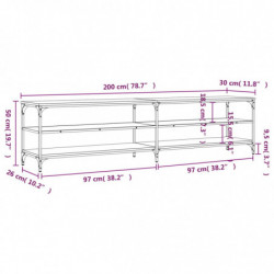 TV-Schrank Grau Sonoma 200x30x50 cm Holzwerkstoff und Metall