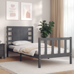 Massivholzbett mit Kopfteil Grau 3FT Single