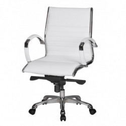 Bürostuhl SALZBURG 2 Bezug Echtleder Weiß Design Schreibtischstuhl X-XL 120kg Chefsessel höhenverstellbar Drehstuhl ergonomisch