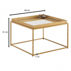 Couchtisch Glas Metall 60x60x41 cm Sofatisch Gold Verspiegelt