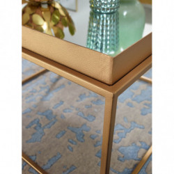 Couchtisch Glas Metall 60x60x41 cm Sofatisch Gold Verspiegelt