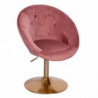 Loungesessel Samt Rosa / Gold Design Drehstuhl 