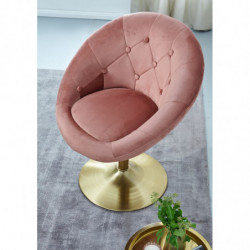 Loungesessel Samt Rosa / Gold Design Drehstuhl