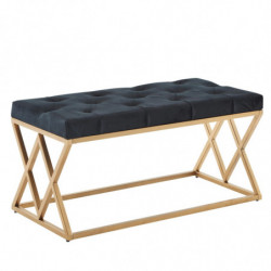 Sitzbank Samt Schwarz 90x46x44 cm Flur Polsterbank mit Metallgestell 