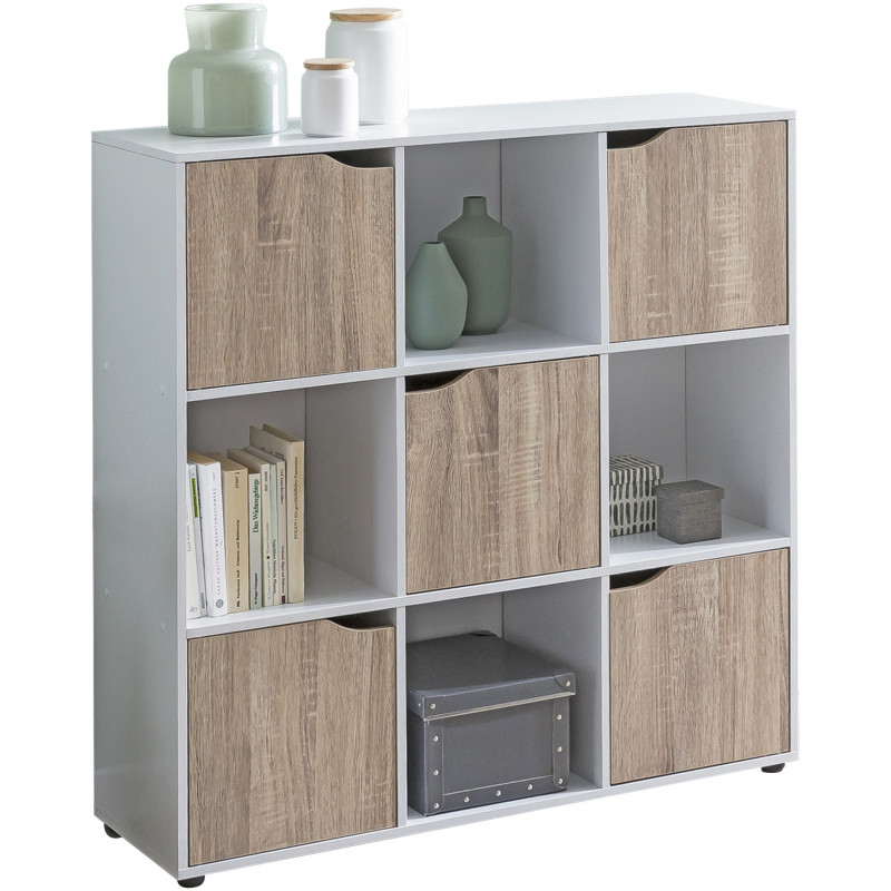 Sideboard MASSA 89 x 91 x 29 cm Bücherregal mit 9 Fächern Sonoma 