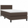 Boxspringbett mit Matratze & LED Braun 100x200 cm Kunstleder