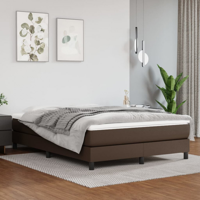 Boxspringbett Braun 140x200 cm Kunstleder