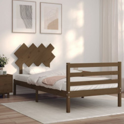 Massivholzbett mit Kopfteil Honigbraun 100x200 cm