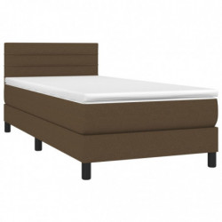 Boxspringbett mit Matratze & LED Dunkelbraun 100x200 cm Stoff