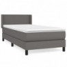 Boxspringbett mit Matratze Grau 90x190 cm Kunstleder