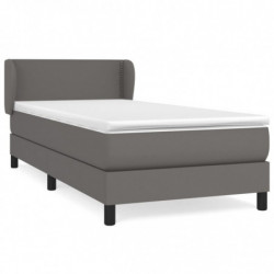 Boxspringbett mit Matratze Grau 100x200 cm Kunstleder