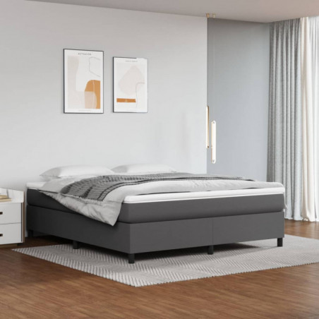 Boxspringbett Grau 180x200 cm Kunstleder