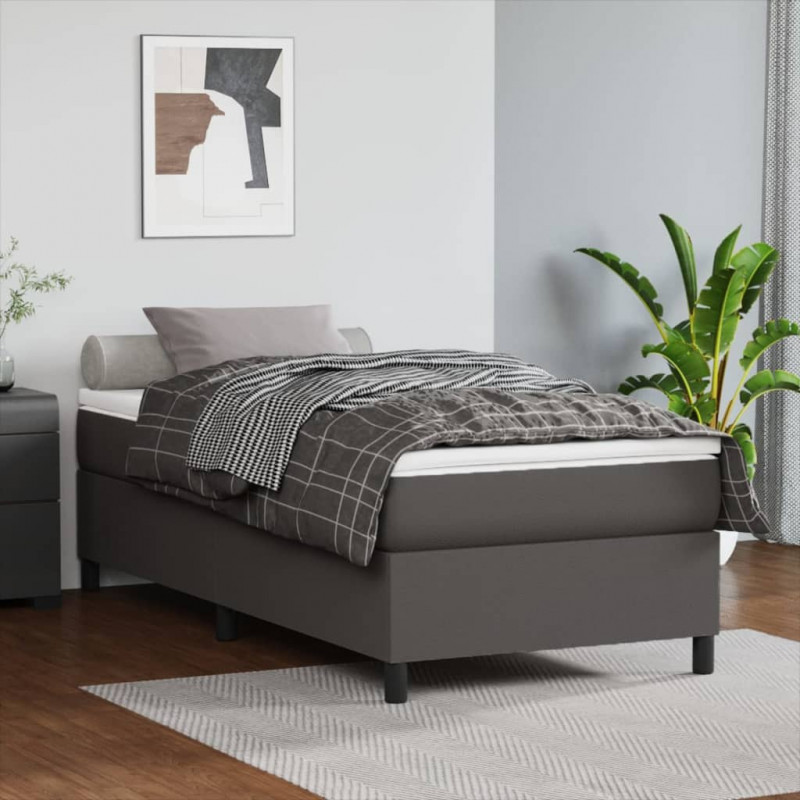 Boxspringbett mit Matratze Grau 90x190 cm Kunstleder