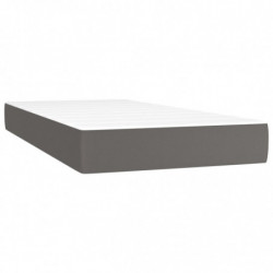 Boxspringbett mit Matratze Grau 90x190 cm Kunstleder