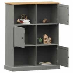 Bücherregal VIGO Grau 90x35x114,5 cm Massivholz Kiefer