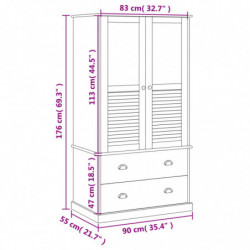 Kleiderschrank VIGO Grau 90x55x176 cm Massivholz Kiefer