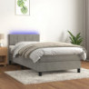 Boxspringbett mit Matratze & LED Hellgrau 90x190 cm Samt