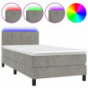 Boxspringbett mit Matratze & LED Hellgrau 90x190 cm Samt