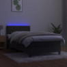 Boxspringbett mit Matratze & LED Dunkelgrau 90x190 cm Samt