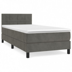 Boxspringbett mit Matratze Dunkelgrau 90x190 cm Samt