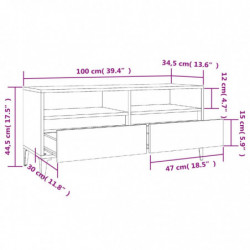 TV-Schrank Schwarz 100x34,5x44,5 cm Holzwerkstoff