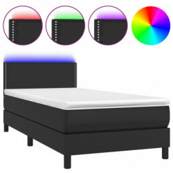 Boxspringbett mit Matratze & LED Schwarz 90x190 cm Kunstleder