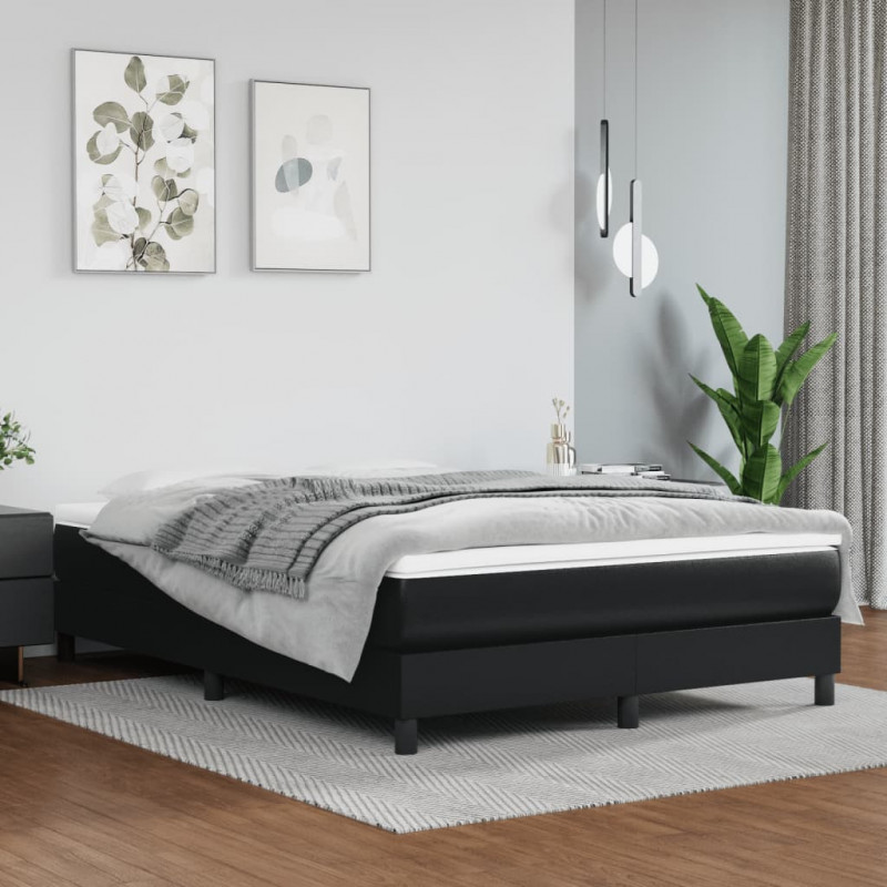 Boxspringbett Schwarz 140x190 cm Kunstleder