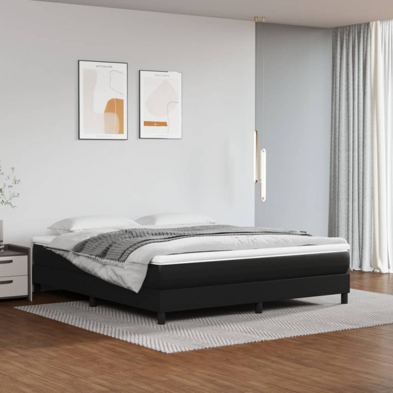 Boxspringbett Schwarz 180x200 cm Kunstleder