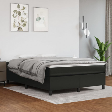 Boxspringbett Schwarz 140x200 cm Kunstleder