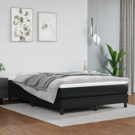 Boxspringbett mit Matratze Schwarz 140x200 cm Kunstleder