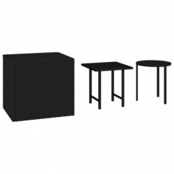 Beistelltische 3 Stk. Schwarz Poly Rattan