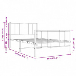 Bettgestell mit Kopf- und Fußteil Metall Schwarz 80x200 cm