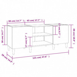 Plattenschrank Hochglanz-Weiß 121x38x48 cm Holzwerkstoff