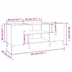 Plattenschrank Hochglanz-Weiß 121x38x48 cm Holzwerkstoff