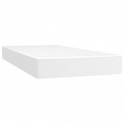 Boxspringbett mit Matratze & LED Weiß 100x200 cm Kunstleder