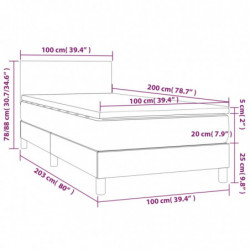 Boxspringbett mit Matratze & LED Weiß 100x200 cm Kunstleder
