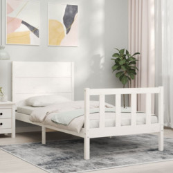 Massivholzbett mit Kopfteil Weiß 90x200 cm