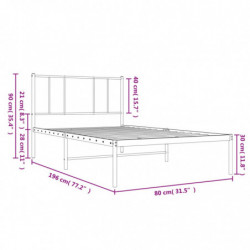 Bettgestell mit Kopfteil Metall Weiß 75x190 cm