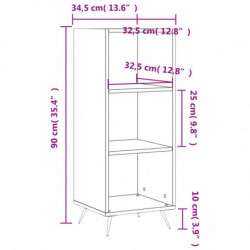 Regalschrank Hochglanz-Weiß 34,5x32,5x90 cm Holzwerkstoff