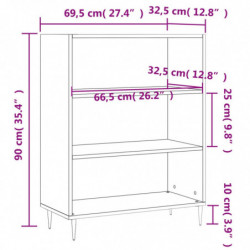 Bücherregal Weiß 69,5x32,5x90 cm Holzwerkstoff