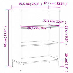 Bücherregal Betongrau 69,5x32,5x90 cm Holzwerkstoff