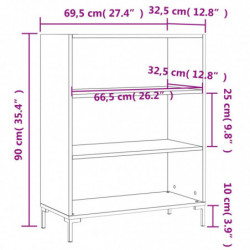 Bücherregal Braun Eichen-Optik 69,5x32,5x90 cm Holzwerkstoff