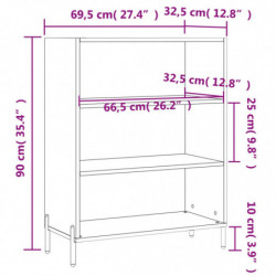 Regalschrank Weiß 69,5x32,5x90 cm Holzwerkstoff