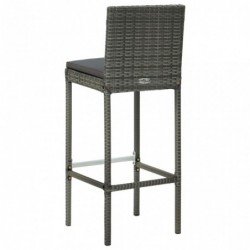 Garten-Barhocker mit Kissen 2 Stk. Grau Poly Rattan